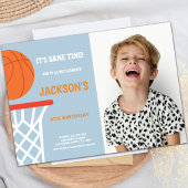 Blue Gray Background Basketball Invitations photo 招待状