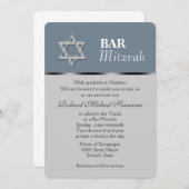 Blue gray bar mitzvah celebrations 招待状 (正面/裏面)