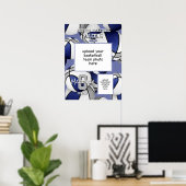 blue gray basketball team colors team photo ポスター (ホームオフィス)