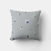 Blue Gray Blue Purple Pansy Floral Pattern クッション (正面)