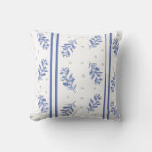Blue & Gray Botanical Watercolor Pattern クッション (正面)
