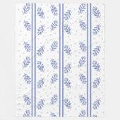 Blue & Gray Botanical Watercolor Pattern フリースブランケット (正面)