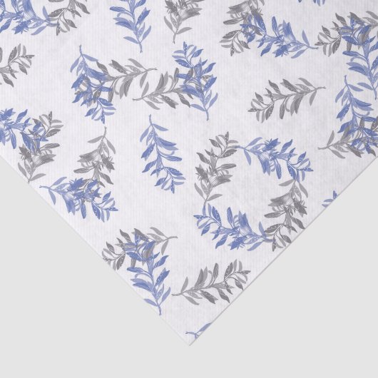 Blue & Gray Botanical Watercolor Pattern 薄葉紙 (詳細)