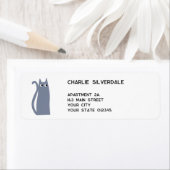Blue Gray Cat Return Address ラベル (インサイチュ)