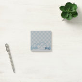 Blue Gray Check Pattern Rustic Mountains Monogram ポストイット (オフィス)