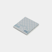 Blue Gray Check Pattern Rustic Mountains Monogram ポストイット (アングル)