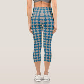 Blue Gray Checker Diamond Pattern カプリレギンス (裏面)