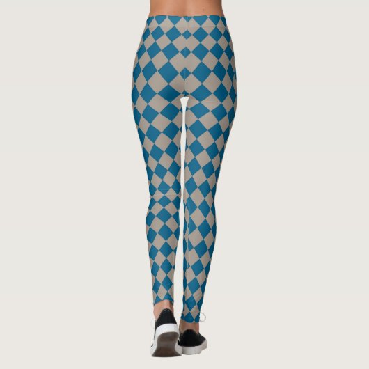 Blue Gray Checker Diamond Pattern レギンス (裏面)