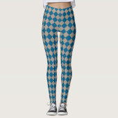 Blue Gray Checker Diamond Pattern レギンス (正面)