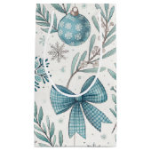 BLUE & GRAY CHRISTMAS BALLS & BOWS スモールペーパーバッグ (正面)