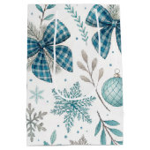 BLUE & GRAY CHRISTMAS BALLS & BOWS ミディアムペーパーバッグ (裏面)