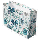 BLUE & GRAY CHRISTMAS BALLS & BOWS ラージペーパーバッグ (裏面アングル)