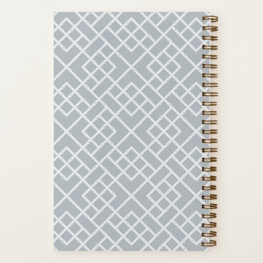 Blue Gray | Coastal Bamboo Trellis Personalized ノートブック (裏面)