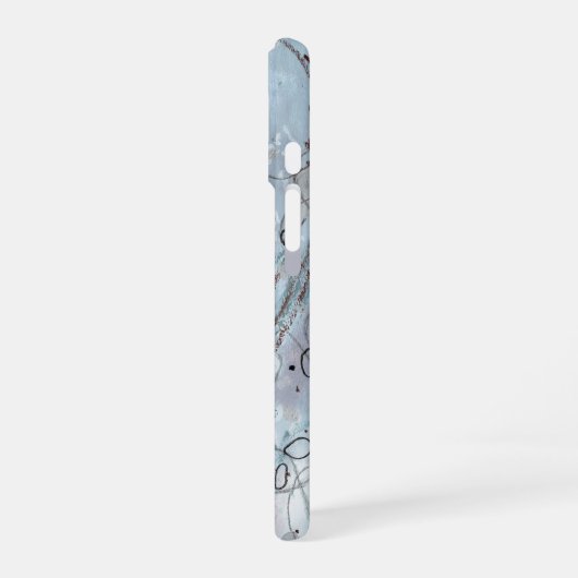 Blue Gray Contemporary Abstract Design iPhone 16ケース (左側面)