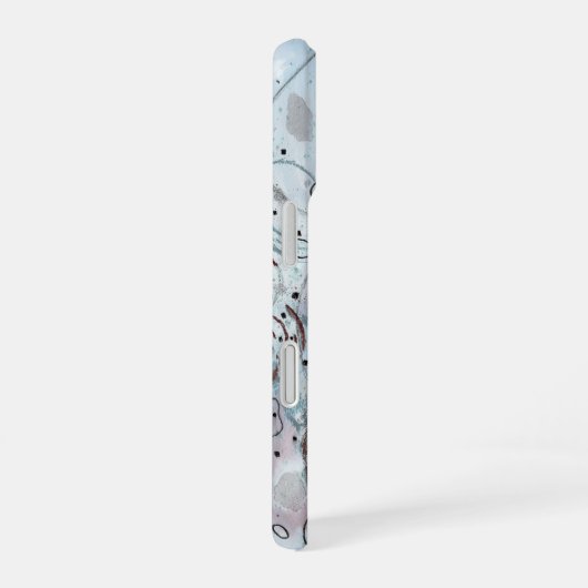 Blue Gray Contemporary Abstract Design iPhone 16ケース (右側面)
