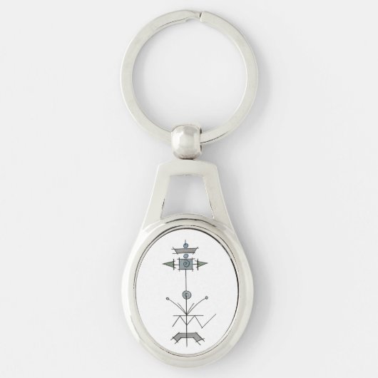 Blue Gray Green Geometric キーホルダー (正面)