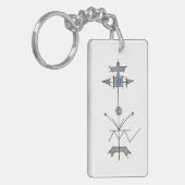 Blue Gray Green Geometric キーホルダー (正面左)