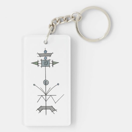 Blue Gray Green Geometric キーホルダー (裏面)