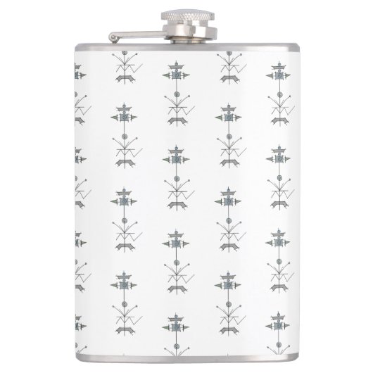 Blue Gray Green Geometric フラスク (正面)