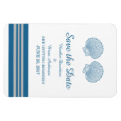 Blue Gray Seashells航海の日付の保存 マグネット (横)