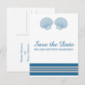 Blue Gray Seashells航海の日付の保存 案内ポストカード (正面/裏面)