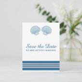 Blue Gray Seashells航海の日付の保存 案内ポストカード (スタンド正面)