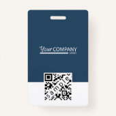 Blue-Gray White Employee Photo ID、ロゴ、QRコード バッジ (裏面)