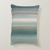 Blue Green Abstract Coastal Stripe アクセントクッション (裏面(縦))