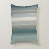 Blue Green Abstract Coastal Stripe アクセントクッション (正面(垂直))