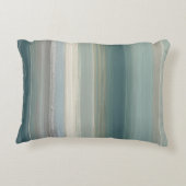 Blue Green Abstract Coastal Stripe アクセントクッション (裏面)