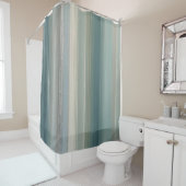 Blue Green Abstract Coastal Stripe シャワーカーテン (インサイチュ)
