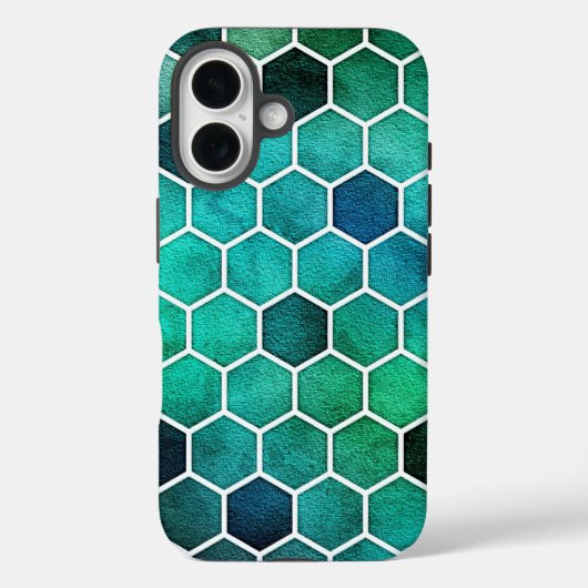 Blue, Green and Aqua Hexagonal Phone Cover Case-Mate iPhoneケース (裏面)