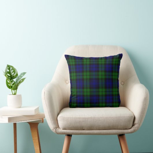 Blue Green and Black Tartan Plaid Pattern クッション (椅子)