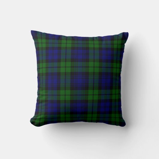Blue Green and Black Tartan Plaid Pattern クッション (正面)