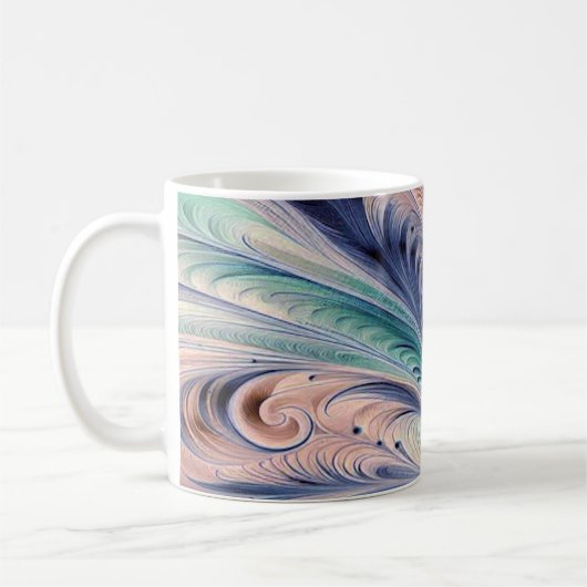  blue, green, and peach marbling コーヒーマグカップ (左)