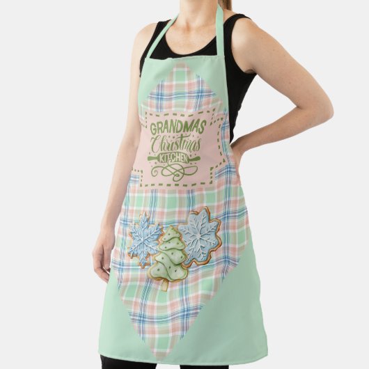 Blue Green and Pink Plaid  Grandma's Kitchen エプロン (インサイチュ)