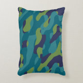 Blue Green and Teal Camo Abstract アクセントクッション (正面(垂直))