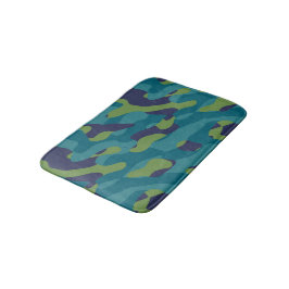 Blue Green and Teal Camo Abstract バスマット