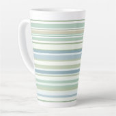 Blue Green and white stripes カフェラテマグ (左アングル)