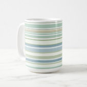 Blue Green and white stripes コーヒーマグカップ (正面左)