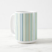 Blue Green and white stripes コーヒーマグカップ (正面左)