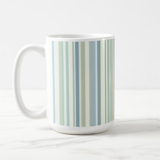 Blue Green and white stripes コーヒーマグカップ (左)