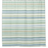 Blue Green and white stripes シャワーカーテン (正面)