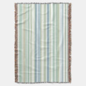 Blue Green and white stripes スローブランケット (正面縦)