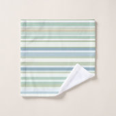 Blue Green and white stripes バスタオルセット (ウォッシュタオル)