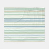 Blue Green and white stripes フリースブランケット (正面(横))