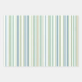 Blue Green and white stripes ラッピングペーパーシート (正面3)