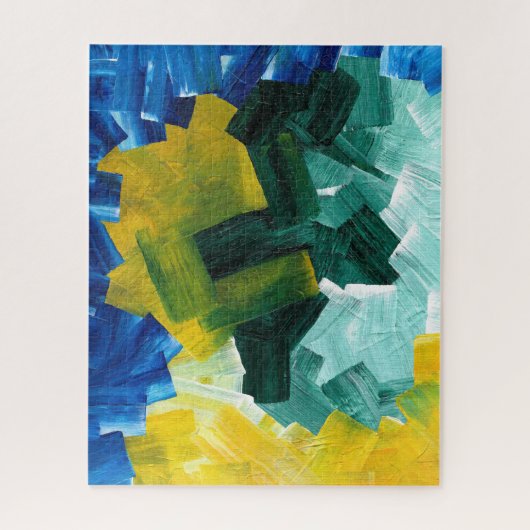 Blue, Green, and Yellow Abstract Brushstrokes ジグソーパズル (縦)