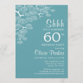 Blue Green Aqua Pine Branch Surprise 60th Birthday 招待状 (正面)