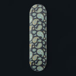 Blue Green Black Pattern スケートボード<br><div class="desc">A vintage retro boho paisley pattern royal blue green and black skateboard. Cute and whimsical.</div>